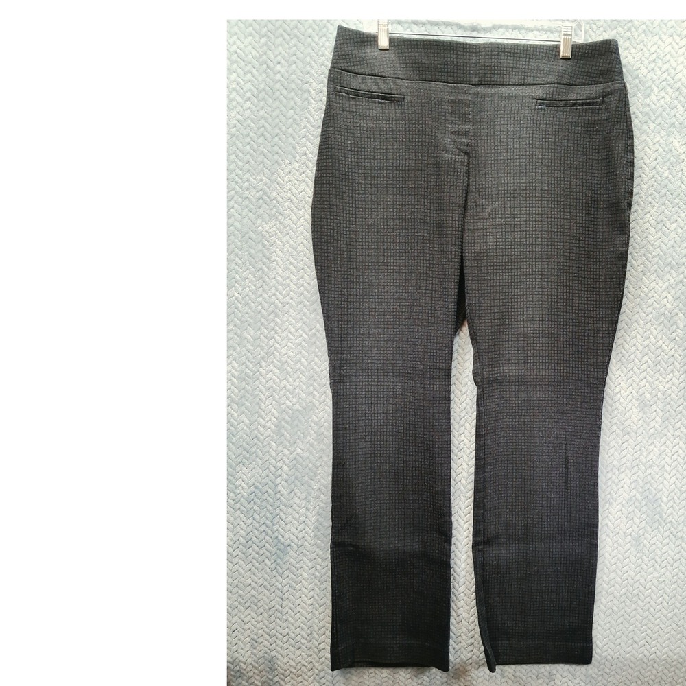Apt. 9 Brynn Womens Size 16 Gray Textured Pull On Straight Leg Dress Pants